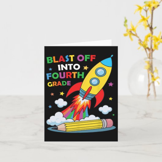 Begin aan de vierde klas eerste schooldag  kaart (Gele Bloem)