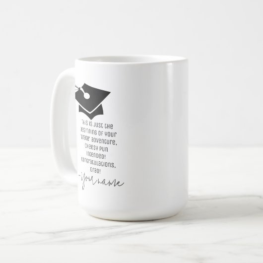 Begin aan je 'Grate' Adventure Cheesy Afstuderen Koffiemok (Voorkant links)