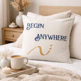 Begin Anywhere Minimalist Navy Cream Throw Pillow Kussen