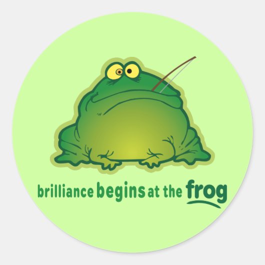 Begin bij het kikkerbroeinorkest Joke Ronde Sticker (Voorkant)