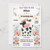 Begin Boerderij Schattige Bloemen Roze Heilige Koe Kaart (Voorkant)