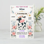 Begin Boerderij Schattige Bloemen Roze Heilige Koe Kaart (Staand voorkant)