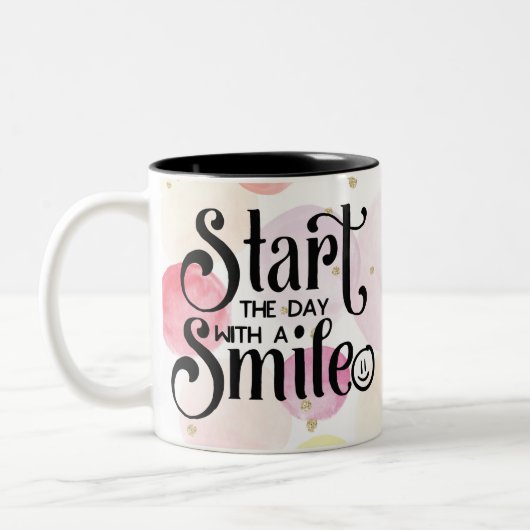 Begin de dag met een glimlach tweekleurige koffiemok (Links)