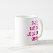 Begin de dag met je glimlach. koffiemok (Voorkant rechts)