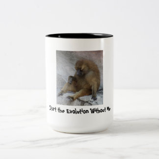 Begin de evolutie zonder mij tweekleurige koffiemok