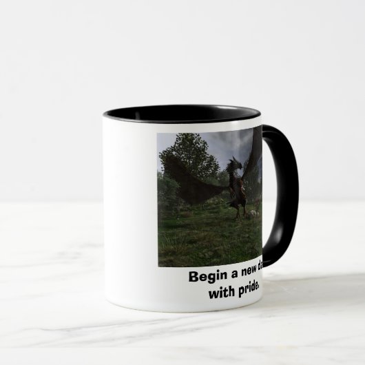 Begin een nieuwe dag met trots. mok (Voorkant rechts)