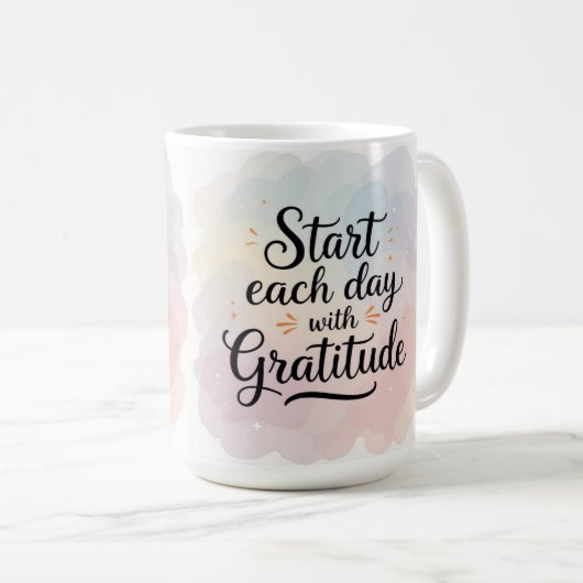 Begin elke dag met Dankbaarheid 15 Oz Koffie Mok (Voorkant rechts)
