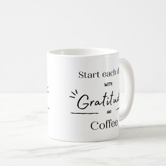 Begin elke dag met dankbaarheid en koffie-Mok Koffiemok (Voorkant rechts)