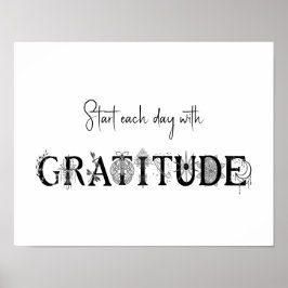 Begin elke dag met dankbaarheid Lotus moon spiritu Poster