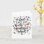 Begin elke dag met een dankbaar hart _1 kaart (Gele Bloem)