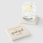 Begin elke dag met een dankbaar hart  stenen onderzetter (Zijkant)