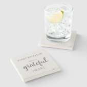 Begin elke dag met een dankbaar hartsteenafval stenen onderzetter (Zijkant)