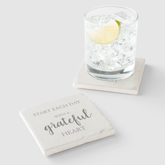 Begin elke dag met een dankbaar hartsteenafval stenen onderzetter (Zijkant)