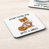 Begin elke dag met een glimlach, mama vos en Baby  Bier Onderzetter (Linkerzijde)