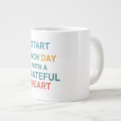 Begin elke dag met een Grateful Heart Jumbo-Mok Grote Koffiekop (Voorkant rechts)