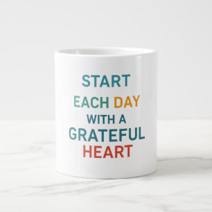 Begin elke dag met een Grateful Heart Jumbo-Mok Grote Koffiekop