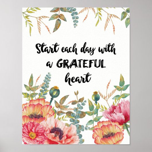Begin elke dag met een Grateful Heart Poster (Voorkant)