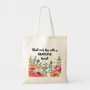 Begin elke dag met een Grateful Heart Tote Bag