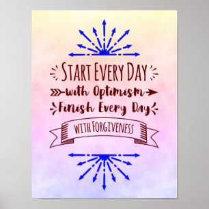 Begin elke dag met Optimisme Inspirerend Sign - Poster