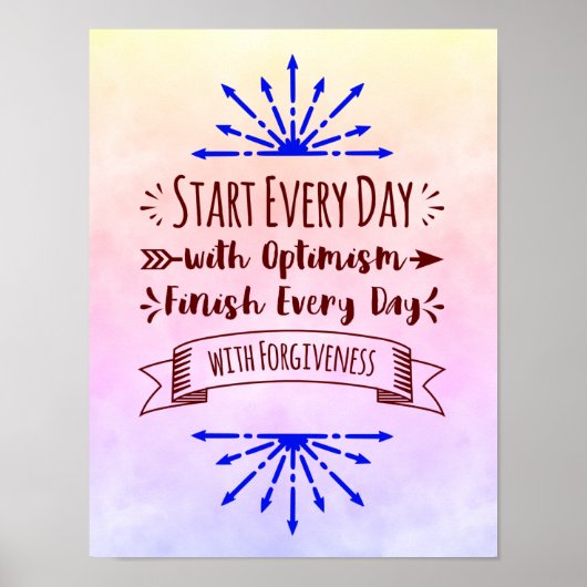 Begin elke dag met Optimisme Inspirerend Sign - Poster (Voorkant)