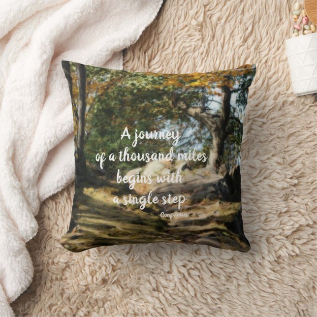 Begin Inspirerend Quote Woodland Path Kussen (Deken)