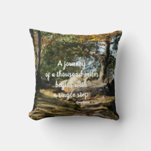 Begin Inspirerend Quote Woodland Path Kussen