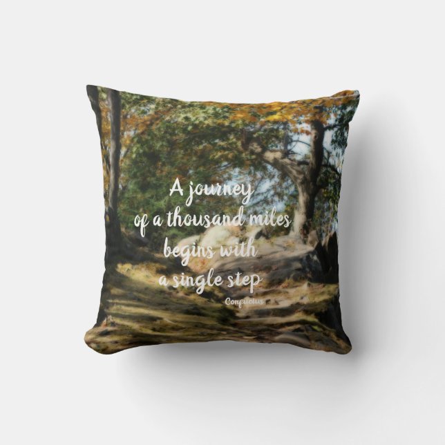Begin Inspirerend Quote Woodland Path Kussen (Voorkant)