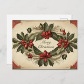 Begin jaren 1900  Antiek Kerstkrans Feestdagenkaart (Voorkant / Achterkant)