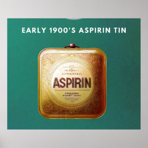 Begin jaren 1900 Aspirine Tin Poster