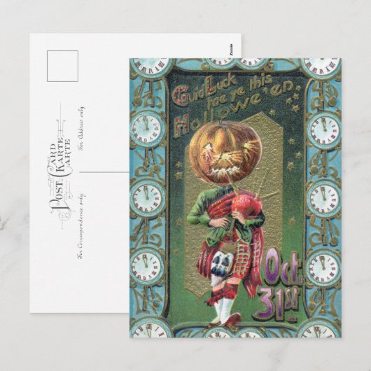 Begin jaren 1900  Halloween Groeten Feestdagenkaart (Voorkant / Achterkant)