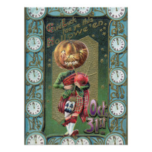 Begin jaren 1900 Halloween Groeten Perfect Poster