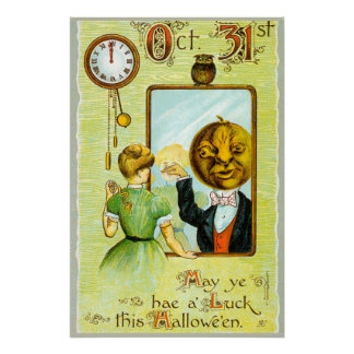 Begin jaren 1900 Halloween Groeten Perfect Poster