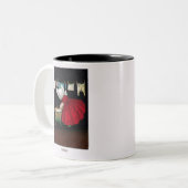 Begin jaren 1900 maandag Sunbonnet Sue Coffee Tweekleurige Koffiemok (Voorkant links)