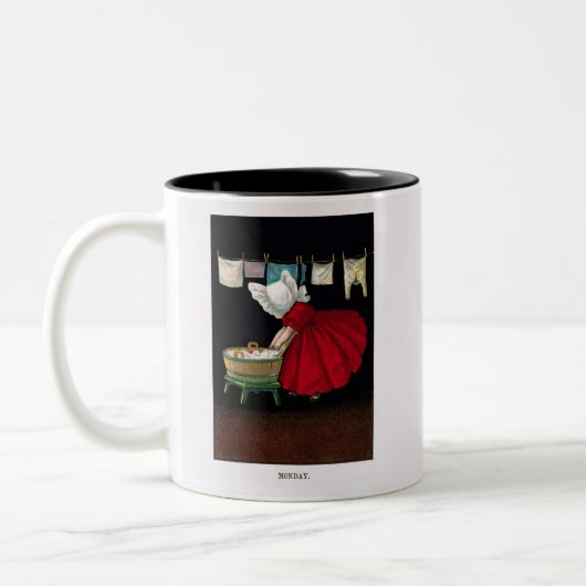Begin jaren 1900 maandag Sunbonnet Sue Coffee Tweekleurige Koffiemok (Links)