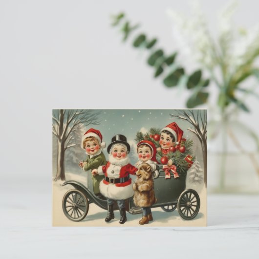 Begin jaren 1900 Schattigee feestelijke kerst Feestdagenkaart (Staand voorkant)