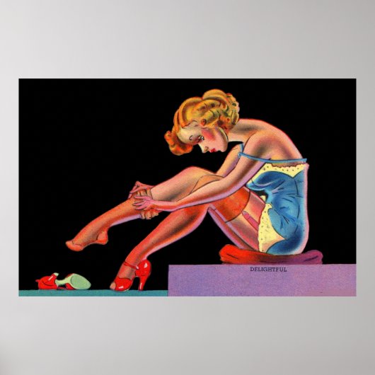 begin jaren 40: een prachtig meisje met een pin-up poster (Voorkant)