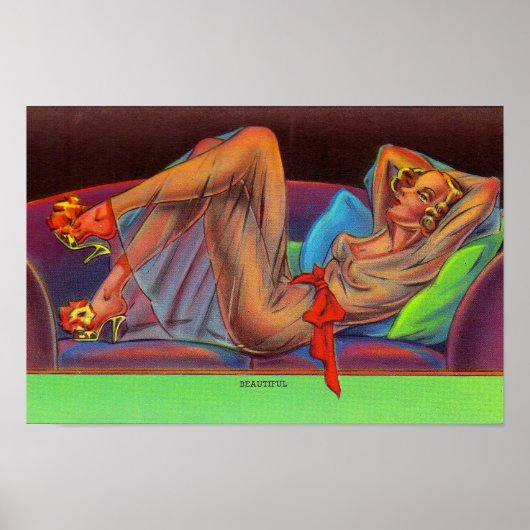 begin jaren '40: Prachtige pin-up girl Poster (Voorkant)