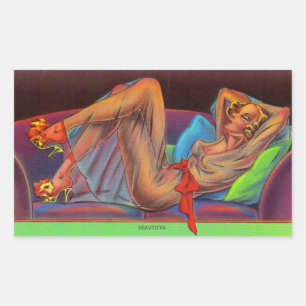 begin jaren '40: Prachtige pin-up girl Rechthoekige Sticker