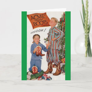 begin jaren vijftig cowboylaarzen voor Kerstmis Feestdagen Kaart