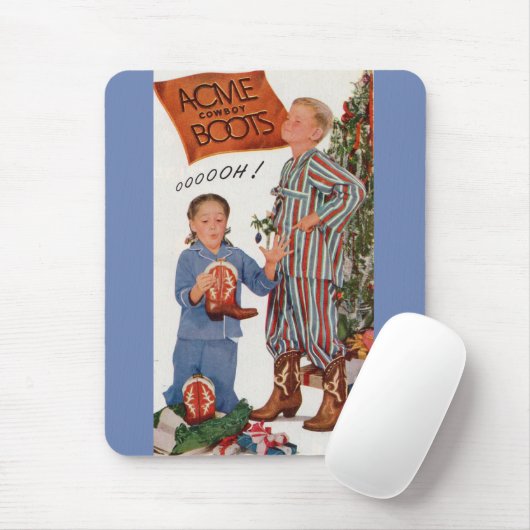 begin jaren vijftig cowboylaarzen voor Kerstmis Muismat (Met muis)