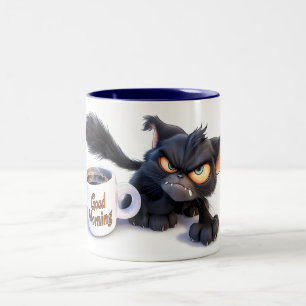 Begin je dag met een Purrfect Cup: Goedemorgen! Tweekleurige Koffiemok