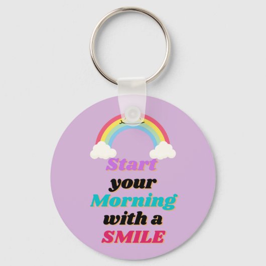 Begin je ochtendgloren met een Smile Button Sleute Sleutelhanger (Voorkant)