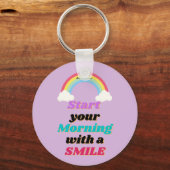 Begin je ochtendgloren met een Smile Button Sleute Sleutelhanger (Voorkant)