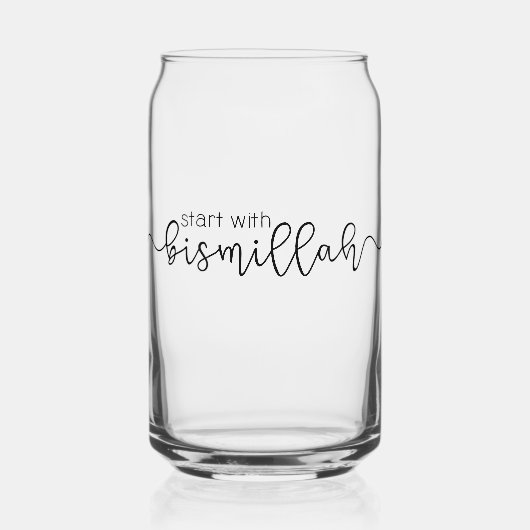 Begin met Bismillah Schattige Moslim Blikvorm Glas (Voorkant)