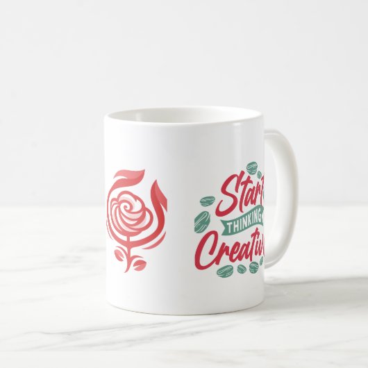 Begin met creativiteit te denken koffiemok (Voorkant rechts)