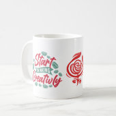 Begin met creativiteit te denken koffiemok (Voorkant links)