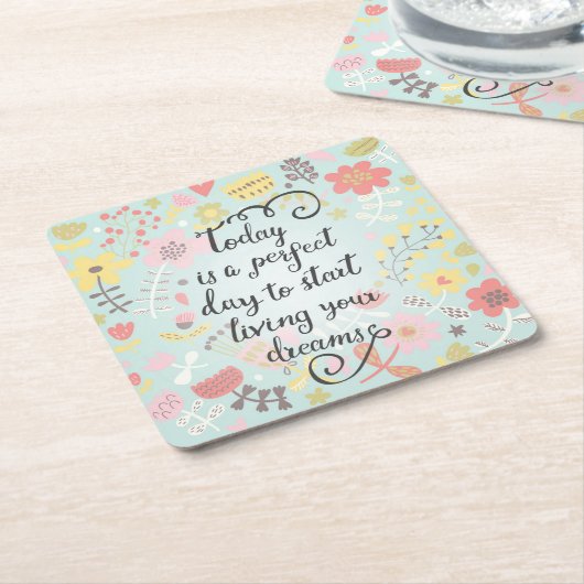 Begin met je dromen te leven kartonnen onderzetters (Schuin)