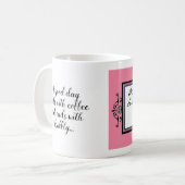 Begin met koffie, eindig met bubbelig... koffiemok (Voorkant links)