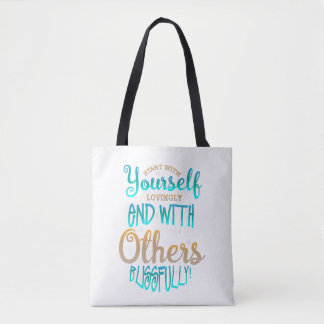 Begin met uw eigen liefdevolle prijsopgave tote bag