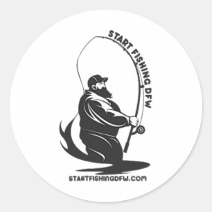 Begin met vissen Dfw Visachtige Visser Funny Visse Ronde Sticker